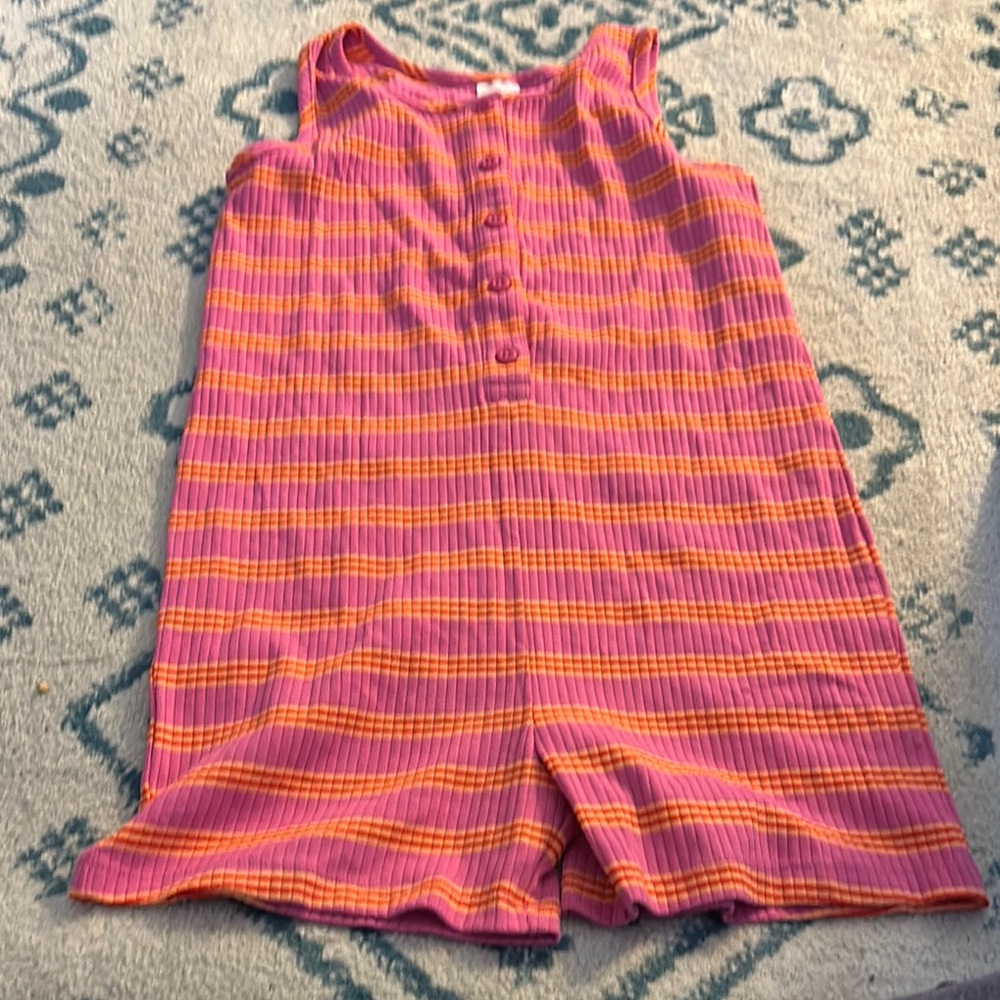 Hanna Andersson Pink and Orange Striped Romper
